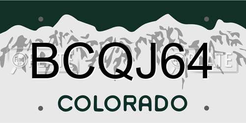 BCQJ64 Colorado License Plate