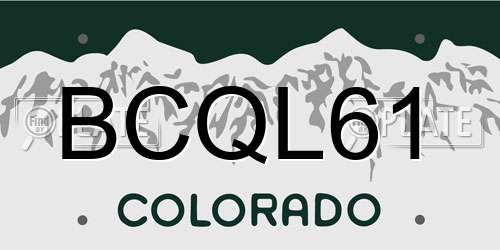 BCQL61 Colorado License Plate