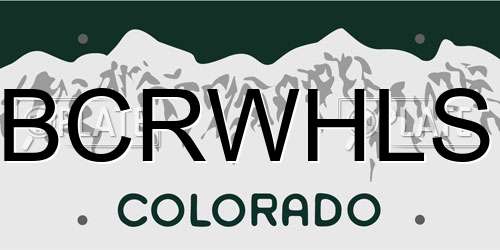 BCRWHLS Colorado License Plate