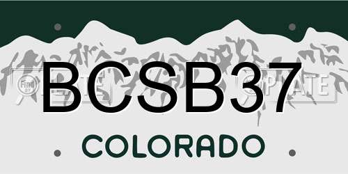 BCSB37 Colorado License Plate