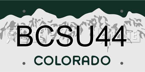 BCSU44 Colorado License Plate