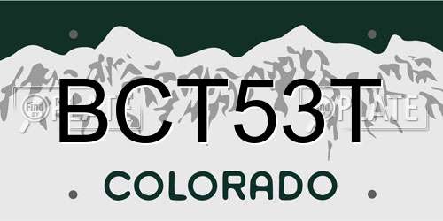 BCT53T Colorado License Plate
