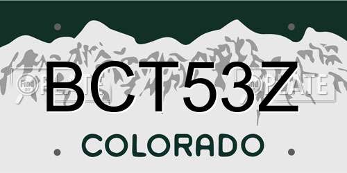 BCT53Z Colorado License Plate