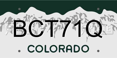 BCT71Q Colorado License Plate