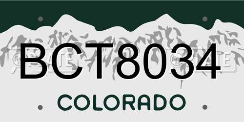 BCT8034 Colorado License Plate
