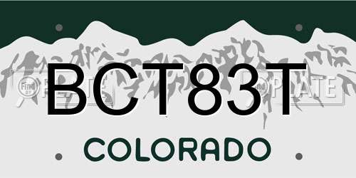 BCT83T Colorado License Plate