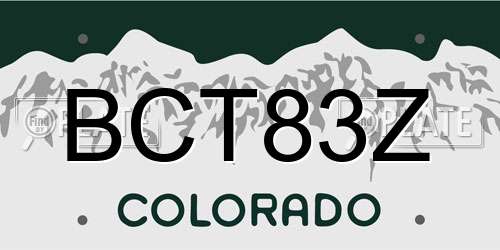BCT83Z Colorado License Plate