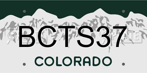 BCTS37 Colorado License Plate