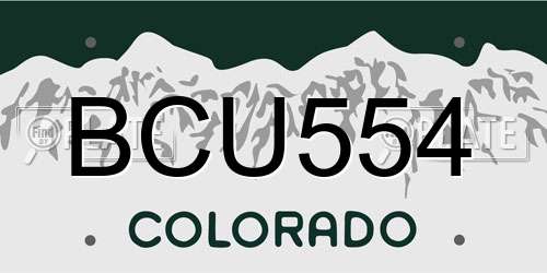 BCU554 Colorado License Plate