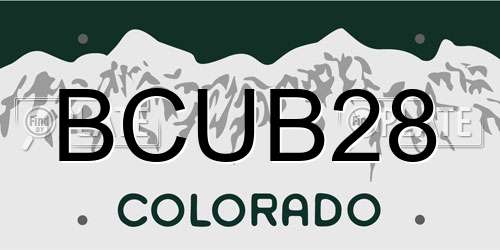 BCUB28 Colorado License Plate
