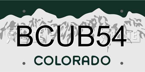 BCUB54 Colorado License Plate