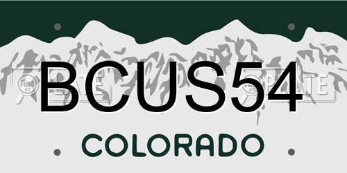 BCUS54 Colorado License Plate