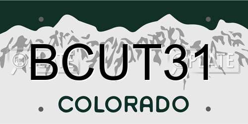BCUT31 Colorado License Plate
