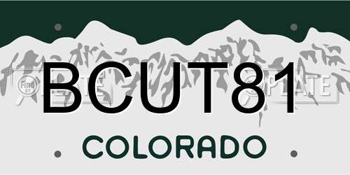 BCUT81 Colorado License Plate