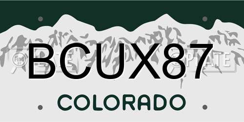 BCUX87 Colorado License Plate