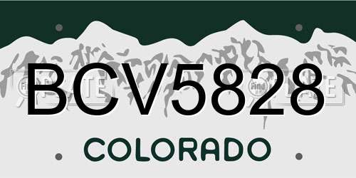 BCV5828 Colorado License Plate