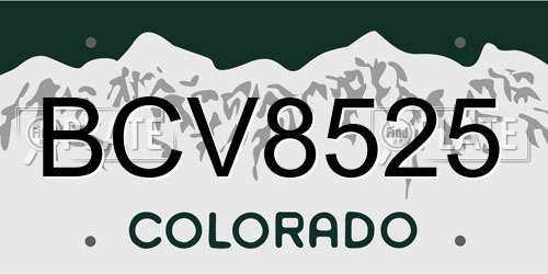 BCV8525 Colorado License Plate