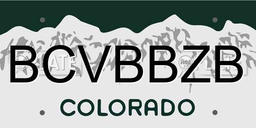 BCVBBZB Colorado License Plate