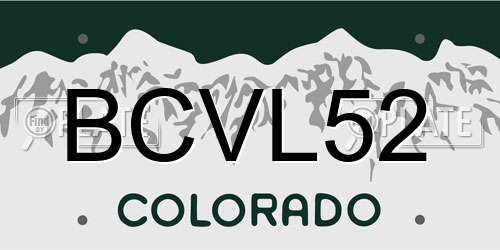 BCVL52 Colorado License Plate