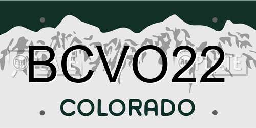 BCVO22 Colorado License Plate
