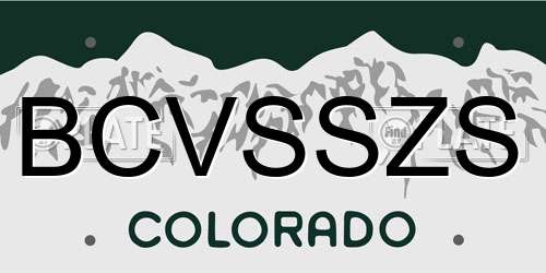 BCVSSZS Colorado License Plate