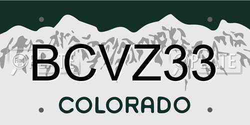 BCVZ33 Colorado License Plate