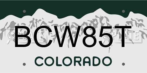 BCW85T Colorado License Plate