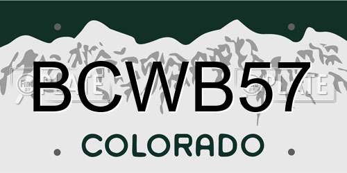 BCWB57 Colorado License Plate