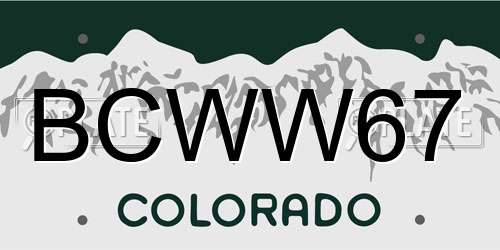 BCWW67 Colorado License Plate