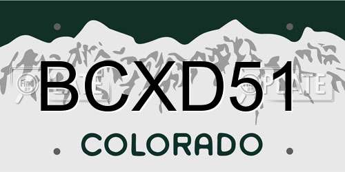BCXD51 Colorado License Plate