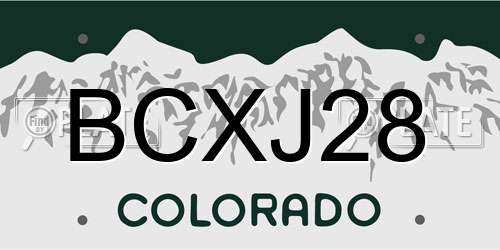 BCXJ28 Colorado License Plate