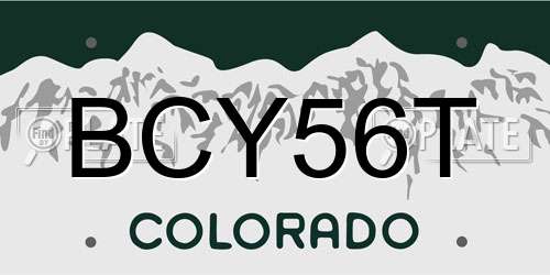 BCY56T Colorado License Plate