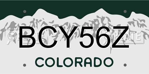 BCY56Z Colorado License Plate