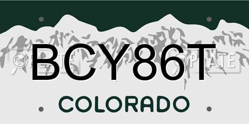 BCY86T Colorado License Plate