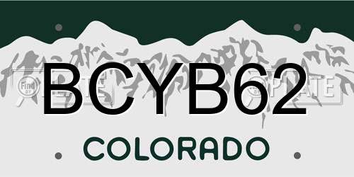 BCYB62 Colorado License Plate