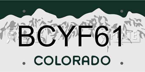 BCYF61 Colorado License Plate