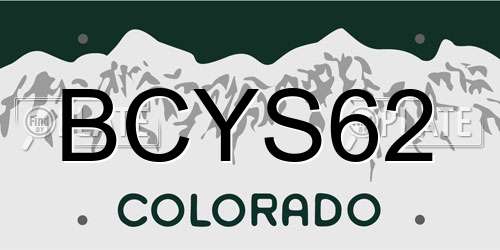 BCYS62 Colorado License Plate