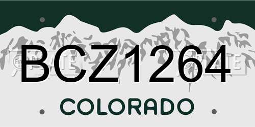 BCZ1264 Colorado License Plate