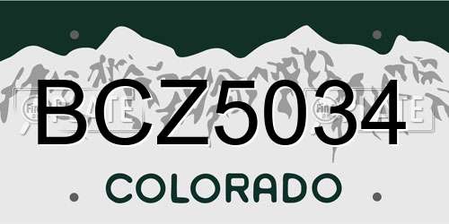 BCZ5034 Colorado License Plate