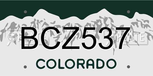 BCZ537 Colorado License Plate