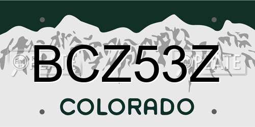 BCZ53Z Colorado License Plate