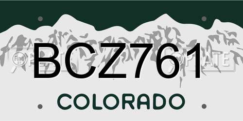 BCZ761 Colorado License Plate