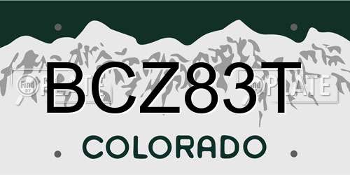 BCZ83T Colorado License Plate