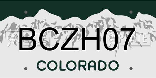 BCZH07 Colorado License Plate