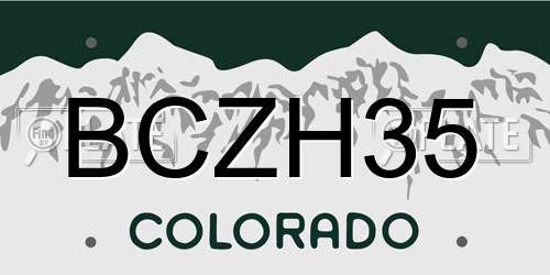 BCZH35 Colorado License Plate