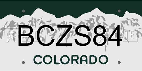 BCZS84 Colorado License Plate