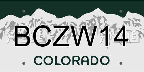 BCZW14 Colorado License Plate
