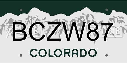 BCZW87 Colorado License Plate