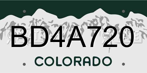 BD4A720 Colorado License Plate