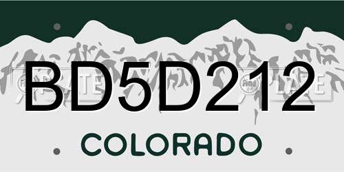 BD5D212 Colorado License Plate